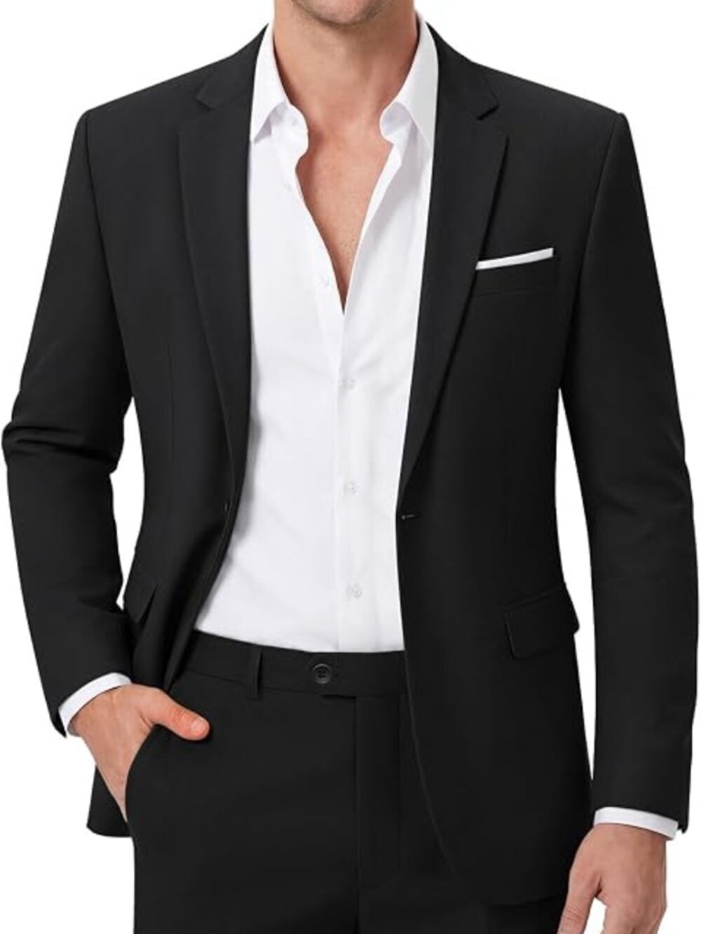 Slim Fit Mens Suit 2 pc Linen Blend One Button Jacket & Flat Front Pants